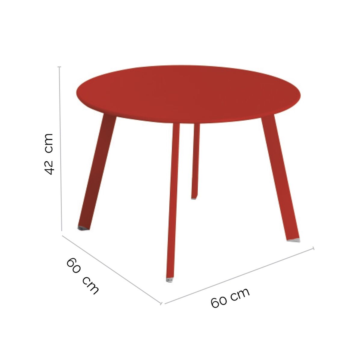 Table d'appoint Marzia 60 x 60 x 42 cm Rouge Acier